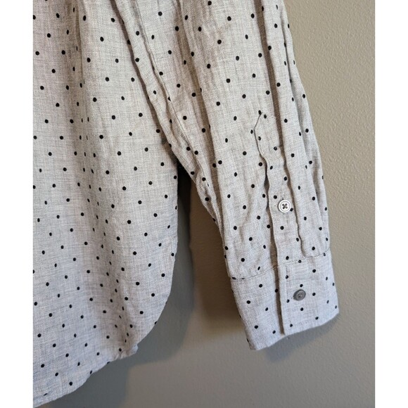 Loft Size Medium Polka Dot Top Womens Gray Button Up Shirt Long Sleeve M Cotton - Picture 4 of 5